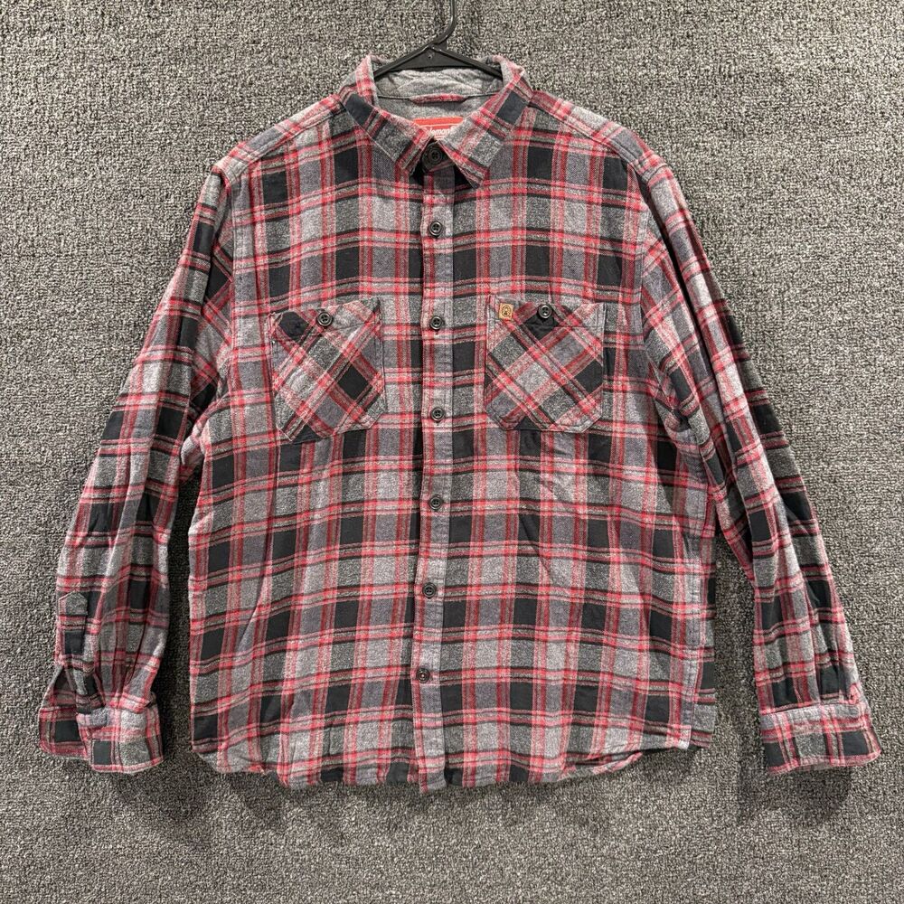 Coleman Mens Extra Large Plaid Long Sleeve Button Down Shirt Casual Outdoors